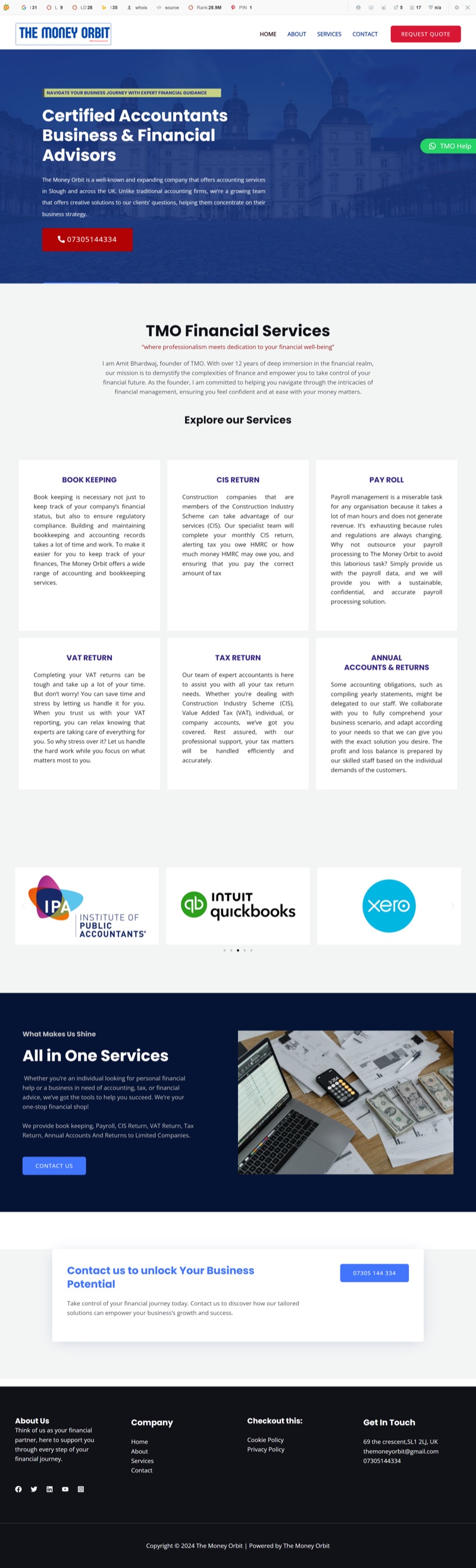 The Money Orbit website design