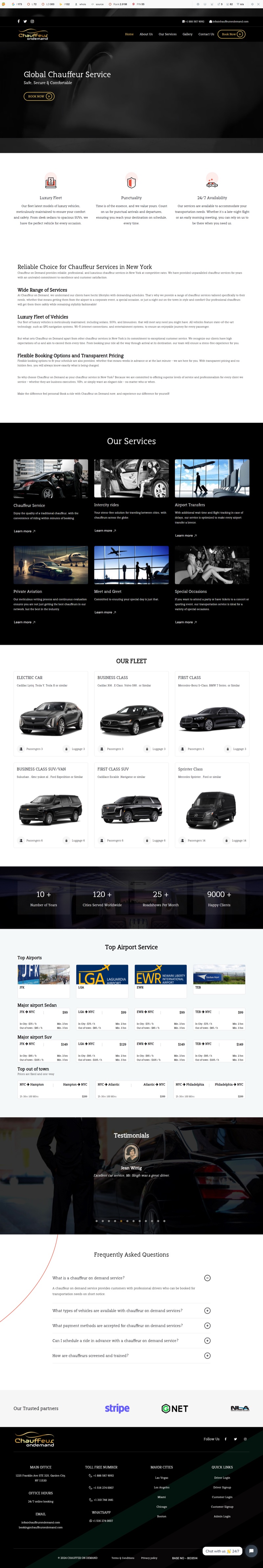 Chauffeur On Demand website design