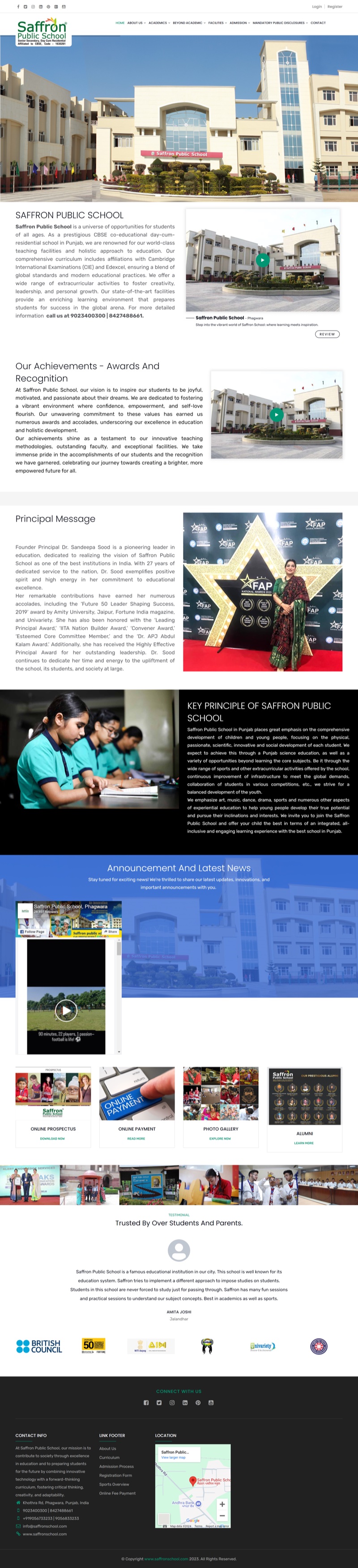 Saffron School website design